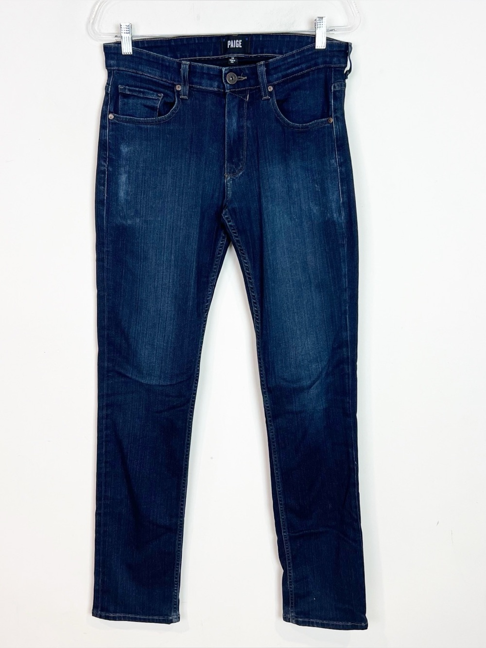 PAIGE FEDERAL DARK DENIM STRAIGHT JEANS IN CELLAR MENS SZ 31